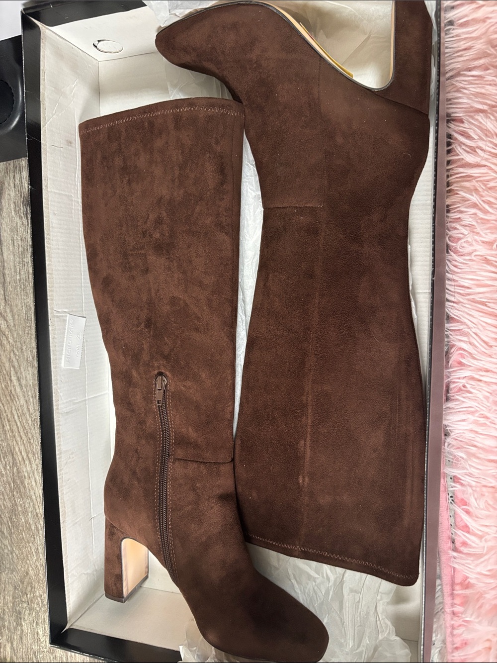 Madden Girl Brown Suede Knee-High Block Heel Boots